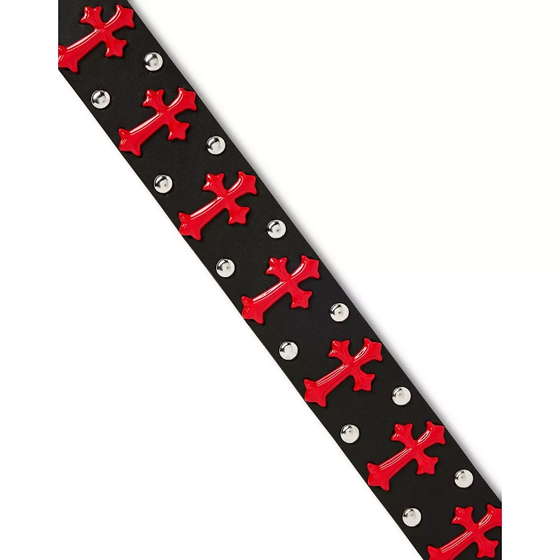 Black and Red Gothic Cross Stud Belt