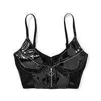 Black Pleather Zipper Bralette