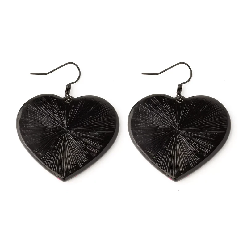 Pink Zebra Print Heart Dangle Earrings