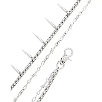 Silvertone Double Row Barbed Spike Wallet Chain