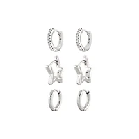 Multi-Pack Silvertone Star Hoops 3 Pair - 18 Gauge
