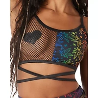 Rainbow Leaf Mesh Bralette