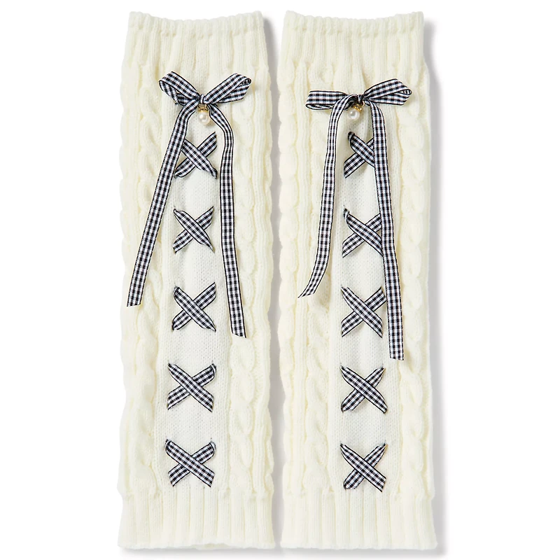 White Lace-Up Leg Warmers