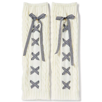 White Lace-Up Leg Warmers