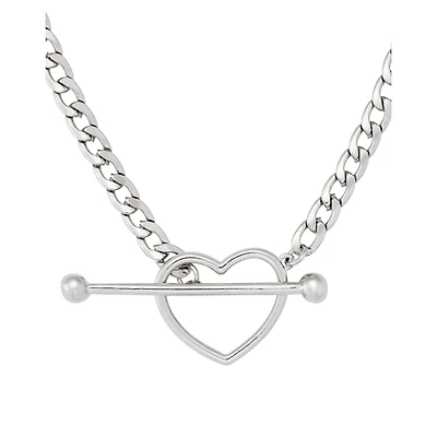 Kayla Malecc Silver Heart Toggle Barbell Choker Necklace