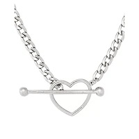 Kayla Malecc Silver Heart Toggle Barbell Choker Necklace