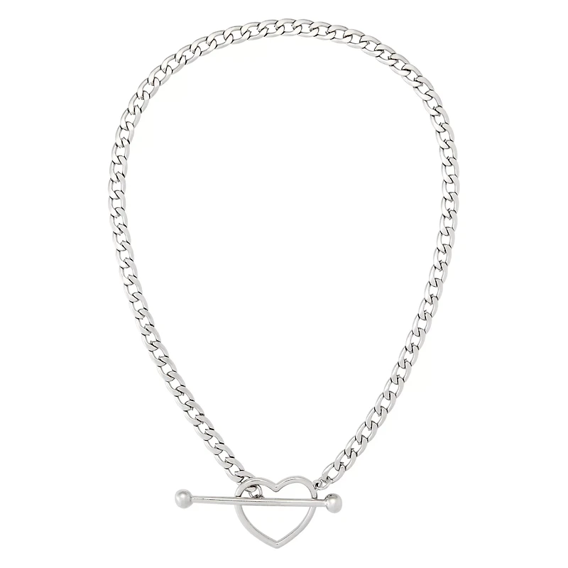 Kayla Malecc Silver Heart Toggle Barbell Choker Necklace
