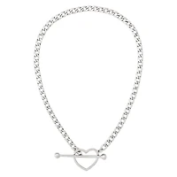 Kayla Malecc Silver Heart Toggle Barbell Choker Necklace