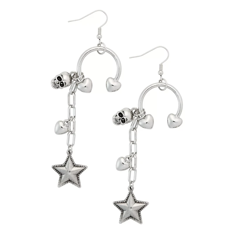 Kayla Malecc Horseshoe Skull Dangle Earrings