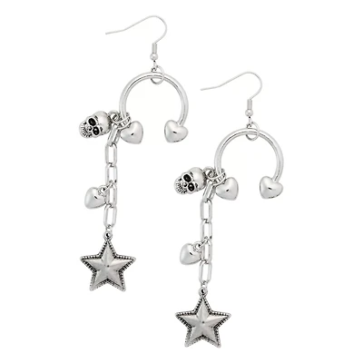 Kayla Malecc Horseshoe Skull Dangle Earrings