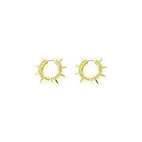 CZ Gold Plated Spike Huggie Earrings - 18 Gauge