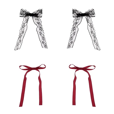 Multi-Pack Red and Black Hair Bows - 2 Pair