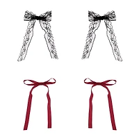Multi-Pack Red and Black Hair Bows - 2 Pair