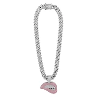 Silver Lip Bite Bling Chain Necklace
