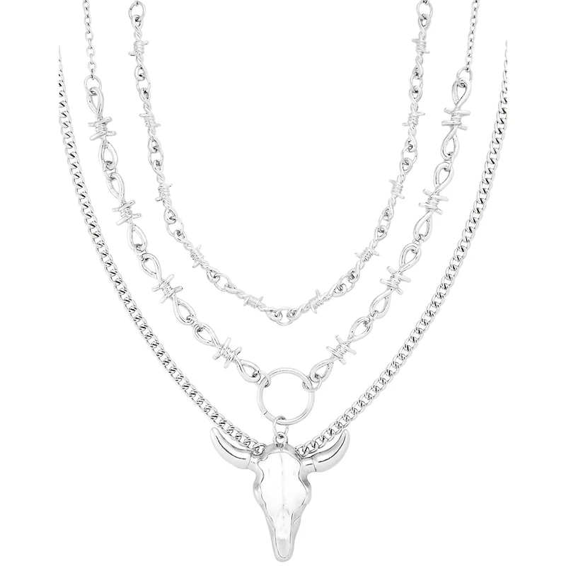 Triple Row Barbed Wire Bull Chain Necklace