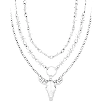 Triple Row Barbed Wire Bull Chain Necklace