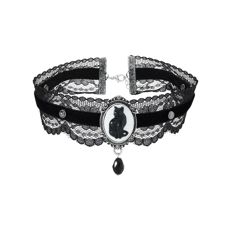 Black Cat Lace Choker Necklace