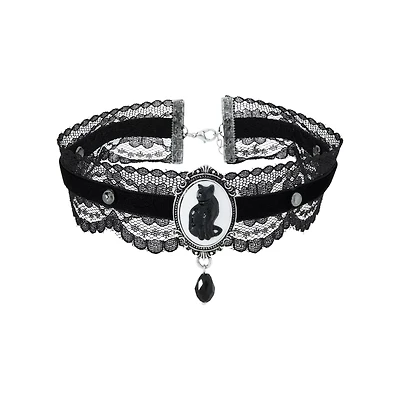 Black Cat Lace Choker Necklace