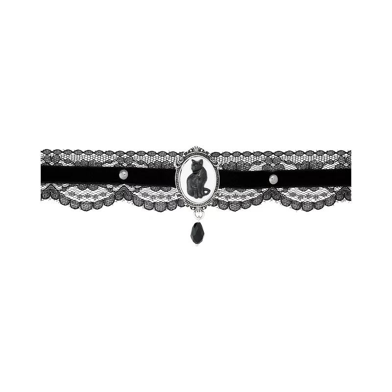 Black Cat Lace Choker Necklace