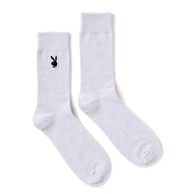 White Playboy Bunny Logo Crew Socks