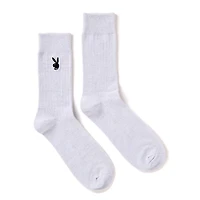 White Playboy Bunny Logo Crew Socks