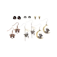 Multi-Pack Mushroom Moon Fairy Stud and Dangle Earrings - 6 Pair