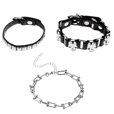Multi-Pack Studded Skull Bracelets - 3 Pack