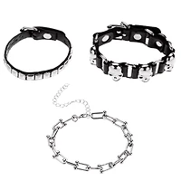 Multi-Pack Studded Skull Bracelets - 3 Pack