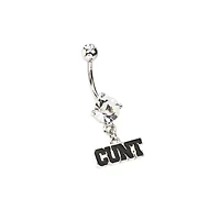CZ Cunt Dangle Belly Ring - 14 Gauge