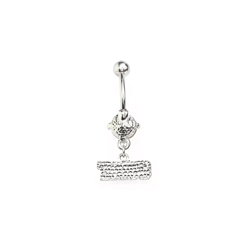 CZ Cunt Dangle Belly Ring - 14 Gauge