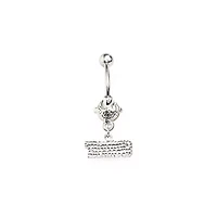 CZ Cunt Dangle Belly Ring - 14 Gauge