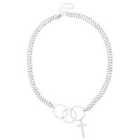 Silver O-Ring Chain Cross Necklace