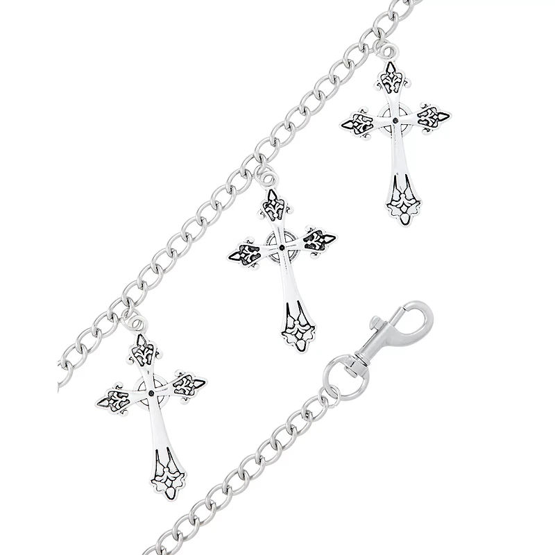 Silvertone Cross Wallet Chain