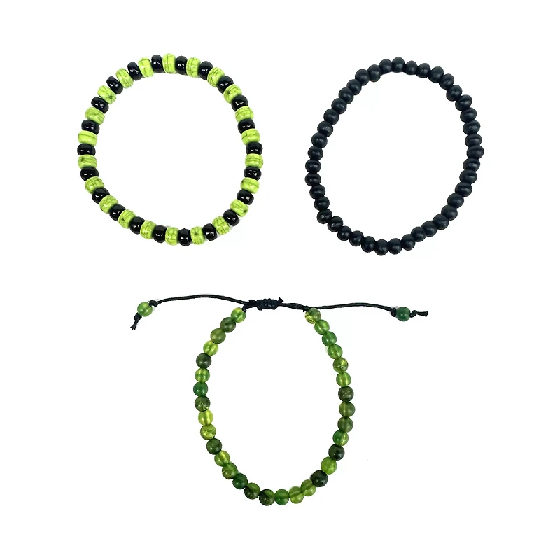 Multi-Pack Neon Green Beaded Tie Bracelets - 3 Pack