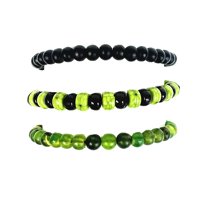 Multi-Pack Neon Green Beaded Tie Bracelets - 3 Pack