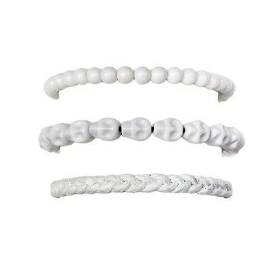 Multi-Pack White Skull Beaded Bracelets - 3 Pack