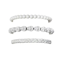 Multi-Pack White Skull Beaded Bracelets - 3 Pack