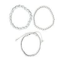 Multi-Pack White Skull Beaded Bracelets - 3 Pack