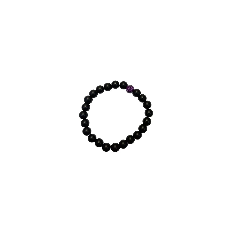 Purple Marble and Black Long Distance Beaded Bracelets - 2 Pack