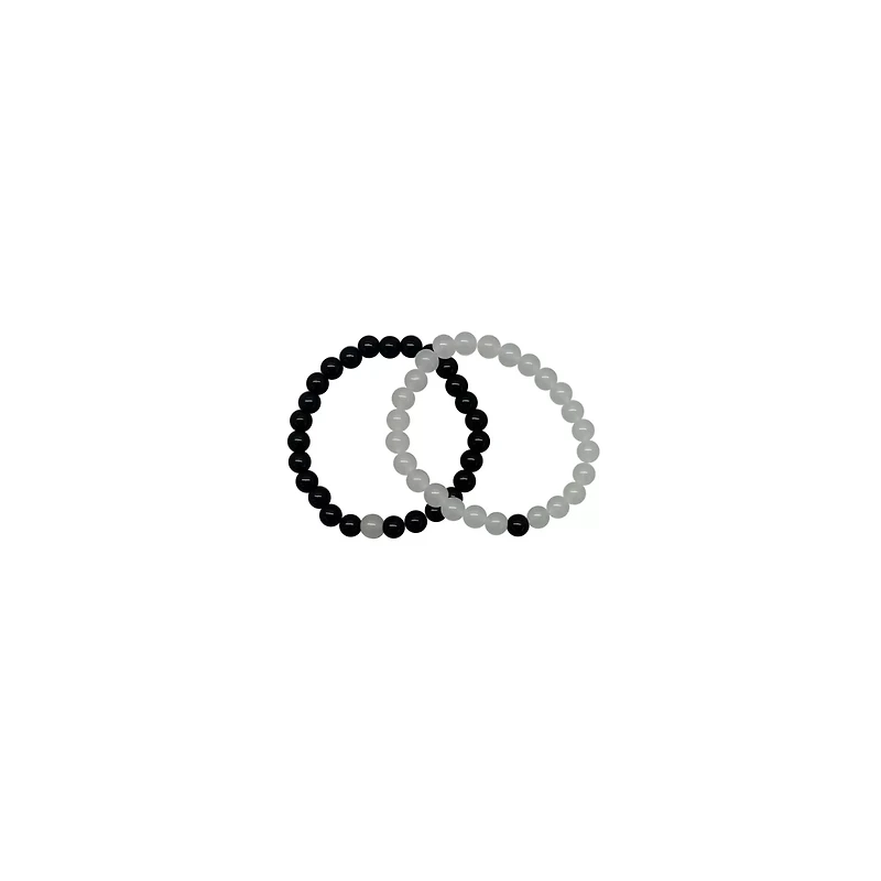 Clear and Black Long Distance Beaded Bracelets – 2 Pack