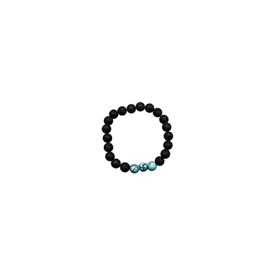 Turquoise and Black Beaded Lava Bracelet