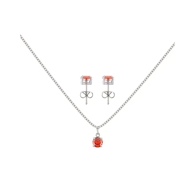 CZ January Birthstone Necklace and Stud Earring Set