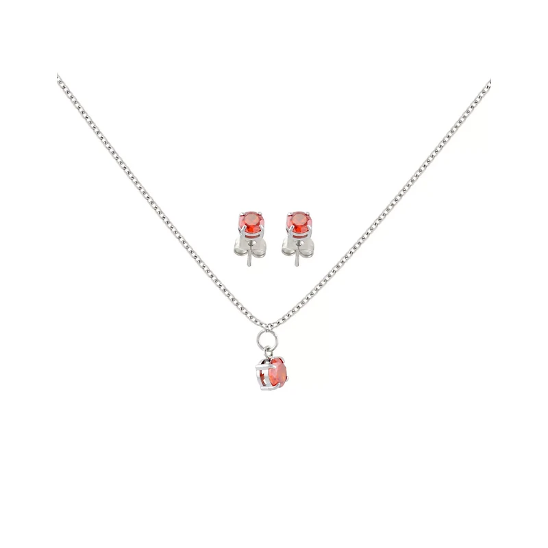 CZ January Birthstone Necklace and Stud Earring Set