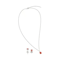 CZ January Birthstone Necklace and Stud Earring Set