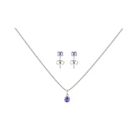 February Birthstone Necklace and Stud Earring Set
