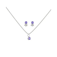 February Birthstone Necklace and Stud Earring Set