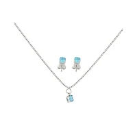 CZ March Birthstone Necklace and Stud Earring Set