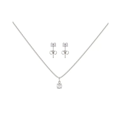 CZ April Birthstone Necklace and Stud Earring Set