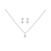 CZ April Birthstone Necklace and Stud Earring Set