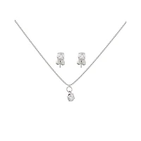 CZ April Birthstone Necklace and Stud Earring Set